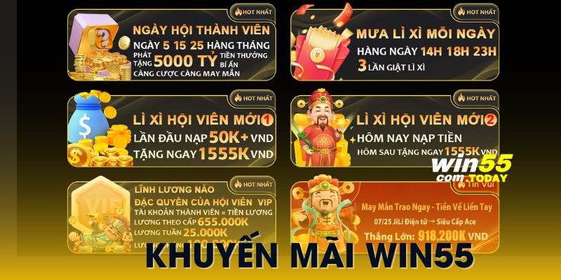 Nhiều ưu đãi hấp dẫn, giá trị tại nhà cái win55